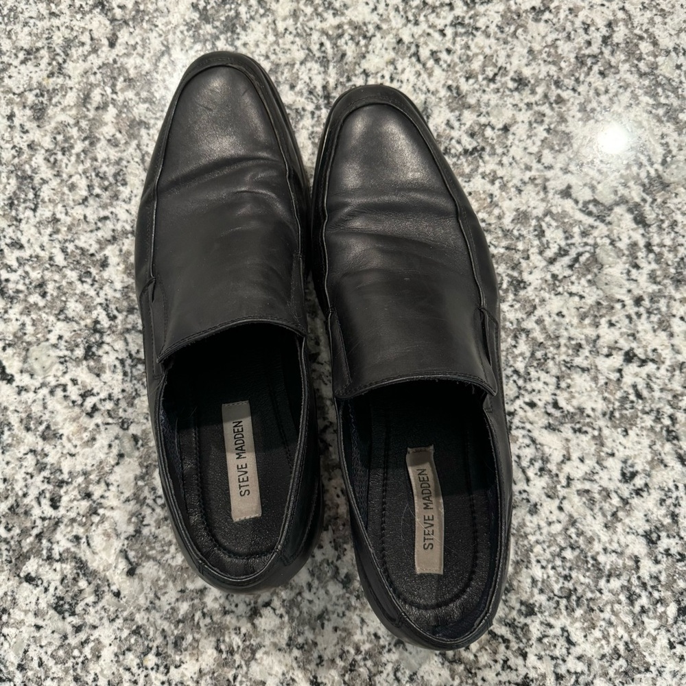 Steve Madden Black Leather Loafers Slip-Ons